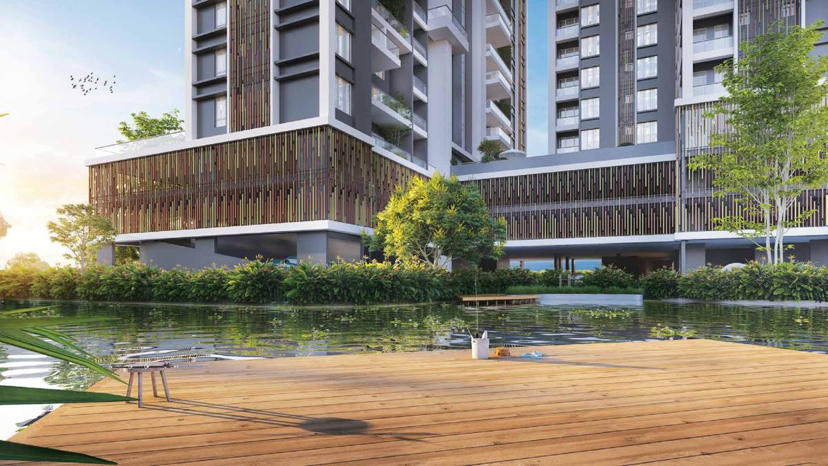 Fishing deck by the waterbody